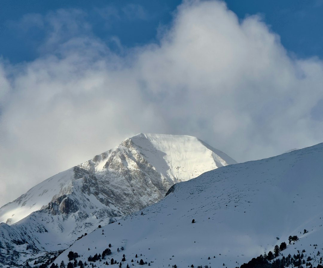 Snow-covered mountain scenery near Bansko ski resort in Bulgaria