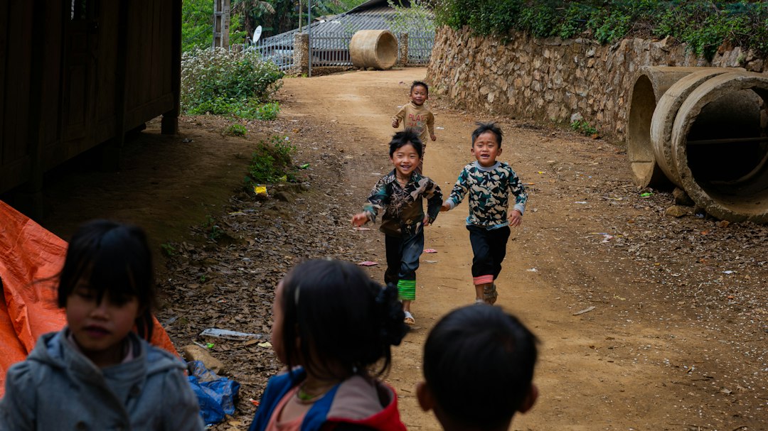 Children walking and playing outdoors