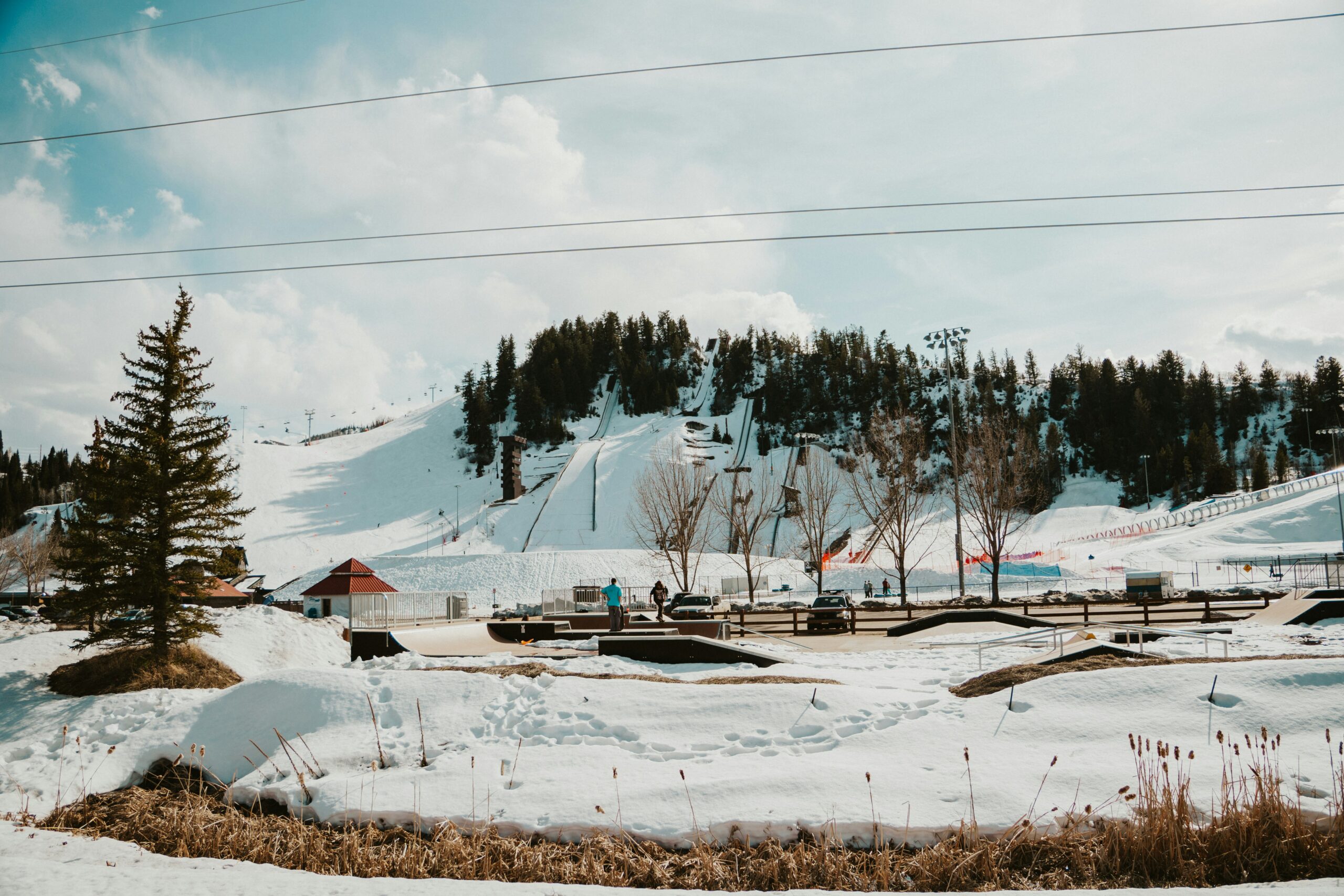 Snowy Colorado mountain slopes with ski lifts