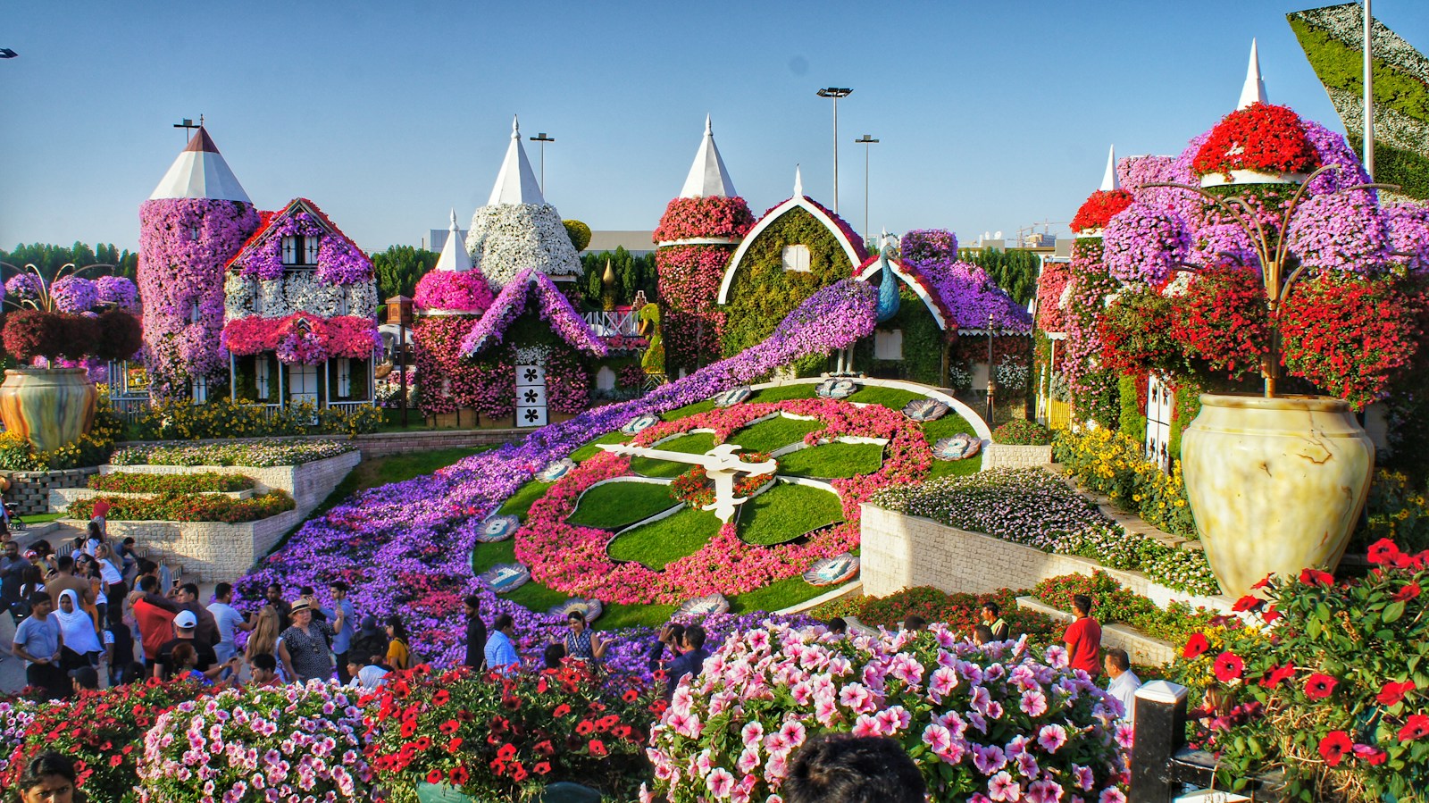 Colourful flower arches and floral displays at Dubai Miracle Garden