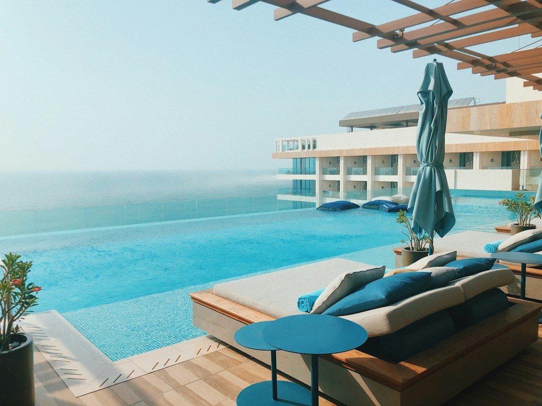 Luxury beachfront resort in Dubai with swimming pool and sea views