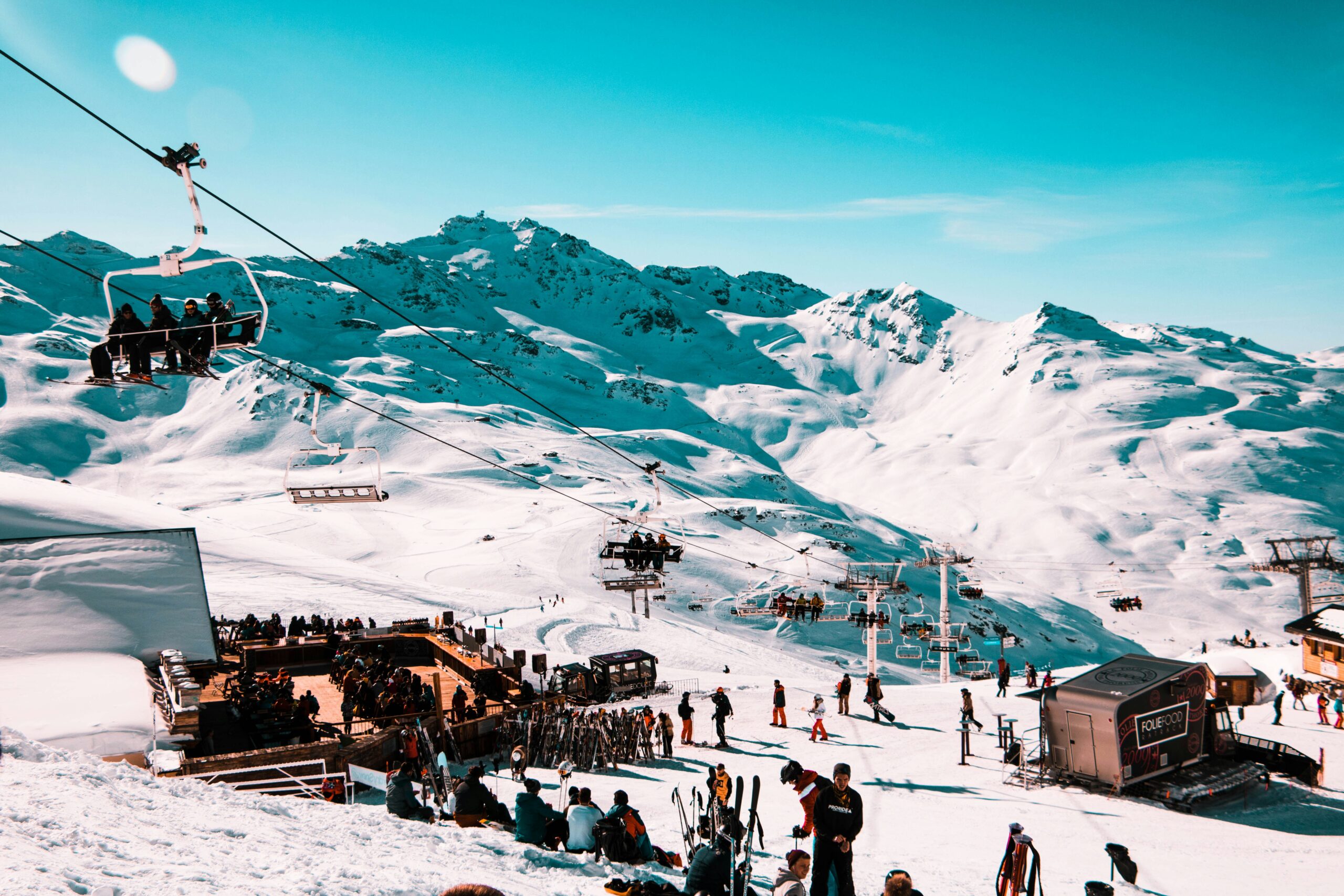 Wide snowy Alpine ski slopes at a family-friendly European ski resort