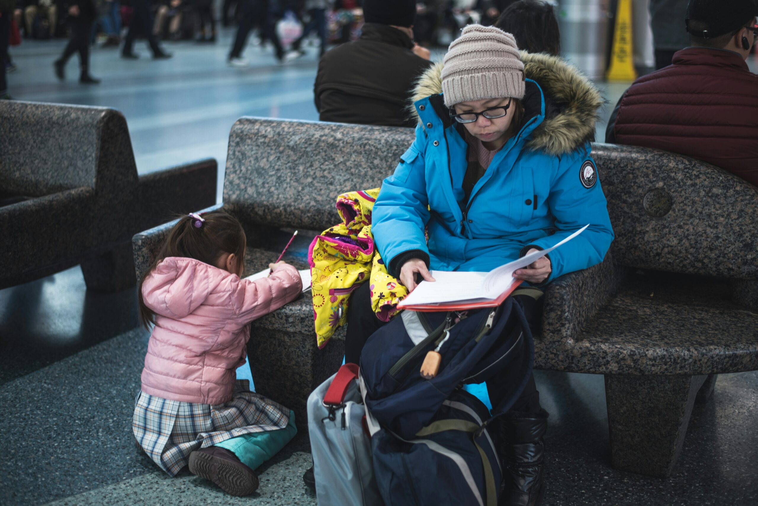 Travel items for children to use during a family journey