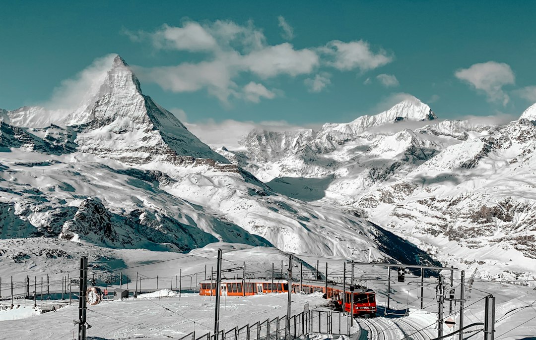 Alpine mountain scenery in Switzerland on a family rail trip
