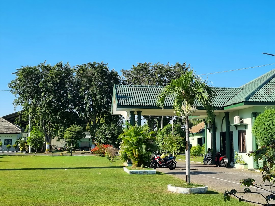Tropical school-style campus courtyard in Indonesia