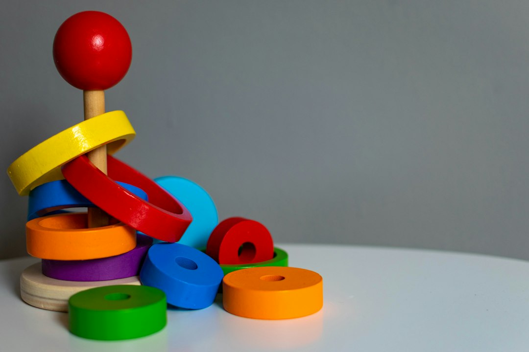 Bright colorful toys for baby sensory play